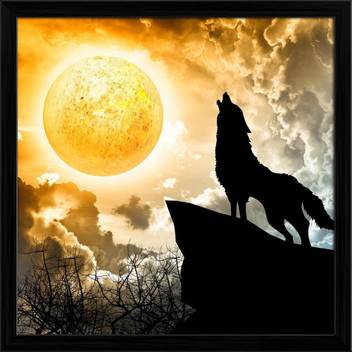 Artzfolio Wolf Howling To The Full Moon Framed Wall Art Painting Print Canvas 12 Inch X 12 Inch Painting Price In India Buy Artzfolio Wolf Howling To The Full Moon Framed