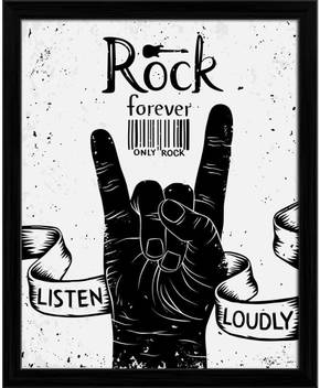Artzfolio Rock And Roll Hand Sign Framed Wall Art Painting Print