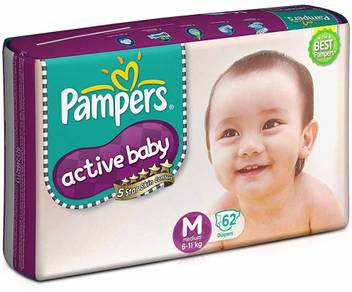 Pampers Active Baby Diapers M Buy 62 Pampers Tape Diapers