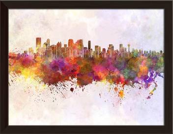 Artzfolio Calgary Skyline Alberta City Canada Framed Wall Art