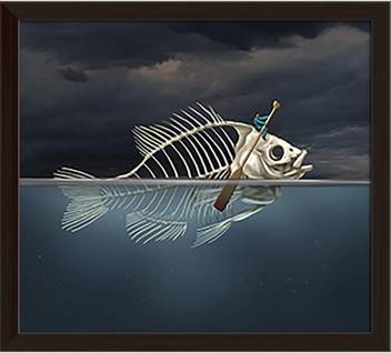 Artzfolio Fish Skeleton Rowing With A Boat Paddle Framed Wall Art Painting Print Canvas 12 Inch X 13 3 Inch Painting Price In India Buy Artzfolio Fish Skeleton Rowing With A Boat