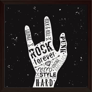 Artzfolio Hand Rock And Roll Typography Framed Wall Art Painting