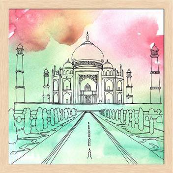 Artzfolio Taj Mahal Agra India Framed Wall Art Painting Print