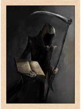 Artzfolio Grim Reaper With A Death Book Framed Wall Art Painting