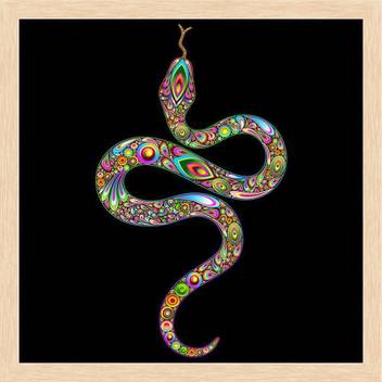 Artzfolio Snake Psychedelic Art Design Framed Wall Art Painting