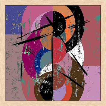 Artzfolio Abstract Vintage Style Circle Framed Wall Art Painting