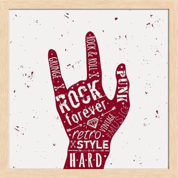Artzfolio Hand Rock And Roll Typography Framed Wall Art Painting