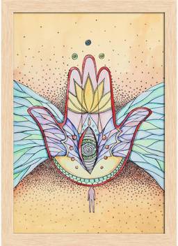 Artzfolio Abstract Hamsa Hand With Wings And Eye Framed Wall Art
