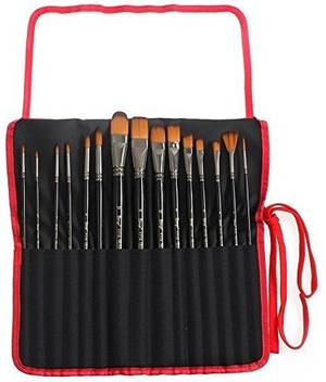 Flipkart.com | Bianyo Artist Oil Watercolor Acrylic Painting Synthetic Paint  Brushes in Canvas Holder & Free Gift Box, 15-Brush Set -