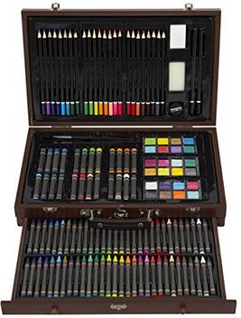 Best Choice Products 140pc Art Set Wood Easel Artist Drawing Color