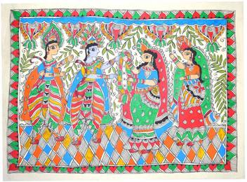 Craftuno Traditional Madhubani Painting Depicting Varmala