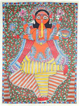 Craftuno Traditional Madhubani Painting Depicting Lord Ganesha