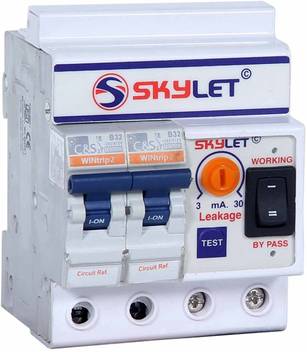 Skylet Elcb Mcb Single Phase 2 Pole Elcb Rccb Isi Marked Mcb 32 A With High Voltage Protection Overload Protection Adjustable Leakage Current 3