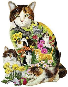 Bits And Pieces Shaped Jigsaw Puzzle For Adults Calico Cat Cats Kittens Flowers Jigsaw By Artist Jack Williams Shaped Jigsaw Puzzle For Adults Calico Cat Cats Kittens