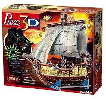 Wrebbit Puzz 3d Pirate Ship Glow In The Dark Puzzle Puzz 3d