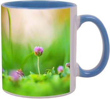Arkist Purple Clover Flowers Macro Blue Ceramic Mug Price In India