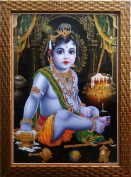 Art Collection Bal Krishna Eating Makhan Ink 17 6 Inch X 13 6 Inch