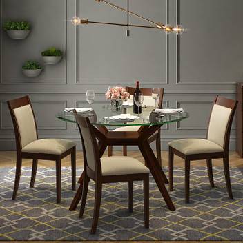 Urban Ladder Wesley Round Gl Top 4 Seater Dining Urban Ladder Wesley Round Gl Top 4 Seater Dining