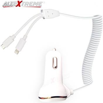 Allextreme 2 In 1 Usb Charger With Built In Cable Iphone Android Car Charger High Speed
