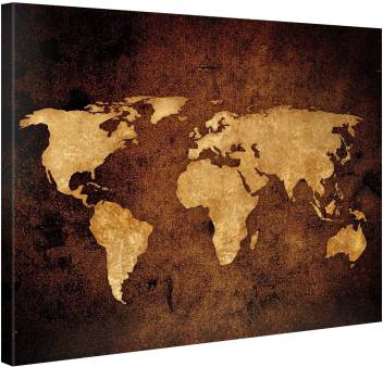 Canvaschamp Vintage World Map Stretched On A Wooden Frame Canvas