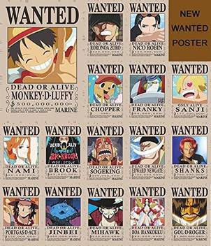 Cosplaywho One Piece Wanted Posters 16 Pcs And A Gift Card One