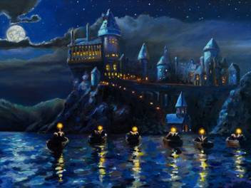 Ravgar Harry Potter Hogwarts Castle Mural Starry Night Canvas Ravgar Harry Potter Hogwarts Castle
