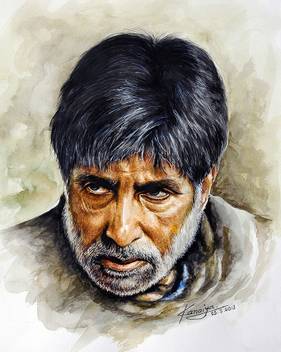 Amitabh Bachan Hd Wallpaper Poster Sketch Fine Art Print