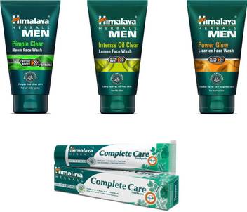Himalaya Men Pimple Clear Neem Face Wash Men Intense Oil Clear Lemon Face Wash Men Power Glow Licorice Face Wash Complete Care Toothpaste Price In India Buy Himalaya Men Pimple Clear