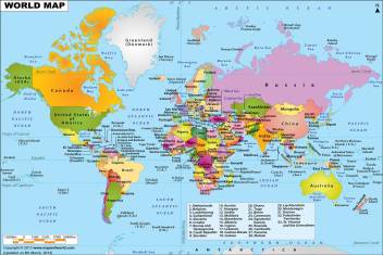 World Political Map Poster Paper Print 18 Inch X 12 Inch Rolled