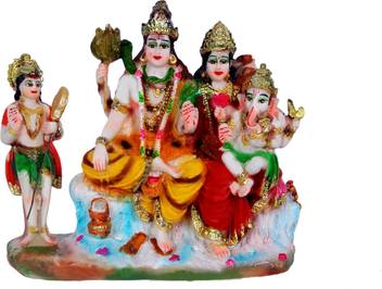 Green Value Hindu God Made With Polyresin Lord Goddess Bhagwan Shiv Parivar Shiva Family Mahadev Bhole Baba Bhole Nath Parvati Ganesh Ganesha Ganpati Chaturbhuj Kartikeya Nandi Shankar Mahakal Mahesh Trinetra Shiv Parvati Vastu Idol Home Decorative Shiva parvati ganesha 1950, calendar art painting fully handpainted. green value hindu god made with polyresin lord goddess bhagwan shiv parivar shiva family mahadev bhole baba bhole