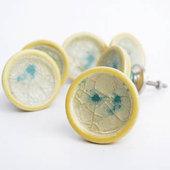 Casa Decor Pack Of 6 Charmed Crackly Top Knob Handcrafted Ceramic