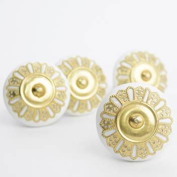 Casa Decor Pack Of 6 Ornate White Ceramic Golden Filigree Knobs For Cabinets Cupboards Drawer Pulls Ceramic Cabinet Draw Knob Price In India Buy Casa Decor Pack Of 6 Ornate White