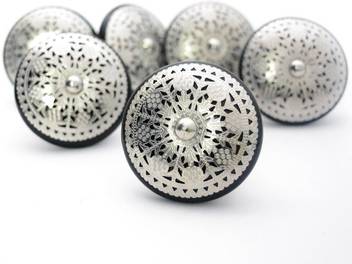 Casa Decor Pack Of 6 Ornate Black Ceramic Silver Filigree Knobs For Cabinets Cupboards Drawer Pulls Ceramic Cabinet Draw Knob Price In India Buy Casa Decor Pack Of 6 Ornate Black