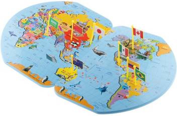 Trinkets More Wooden World Map With 36 Flags Puzzle Teach