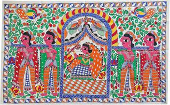 Renereit Doli Kahar Madhubani Watercolor 22 Inch X 32 Inch