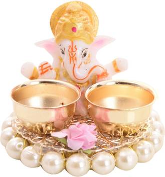 Grah Pravesh Haldi Kumkum Holder With Lord Ganesha Idol Elegant