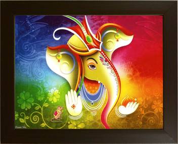 Trends On Wall Ganesh Ji Acrylic 13 5 Inch X 10 5 Inch Painting