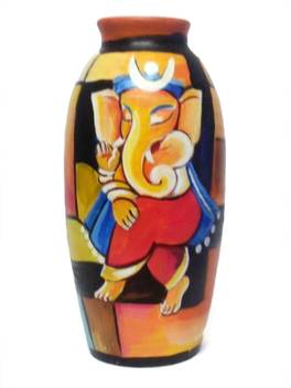 Evonica Terracotta Hand Painted Terracotta Pot Flower Vase For