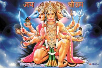 Panchmukhi Hanuman Hd Wallpaper Poster Paper Print Decorative
