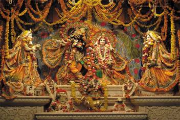 Lord Krishna And Radha Iskcon Temple Poster Paper Print