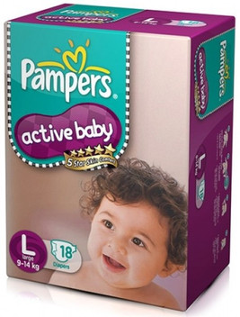Pampers active store baby diapers large