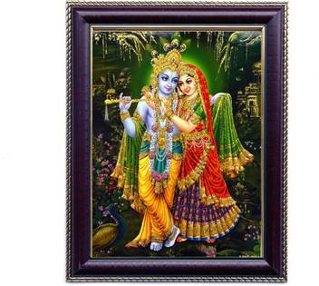 Janki God Radha Krishna Love Decorative Glass Wall Hanging For