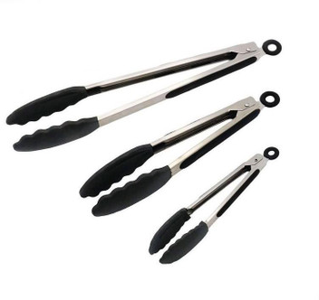 3 pcs 9 12 Inch Stainless Steel Kitchen Tongs With Silicone Tips Set Of 3-7