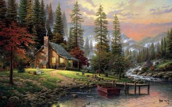 Mountain Cabin Painting HD Wallpaper on Art Paper Fine Art Print - Art &  Paintings posters in India - Buy art, film, design, movie, music, nature  and educational paintings/wallpapers at Flipkart.com