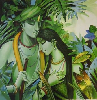 Most Beautiful Painting Radha Krishna On Large Print 36x24 Inches