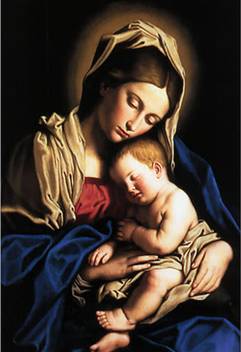 Digital Painting Jesus Amid The Roses Mary Sits And Rocks Her