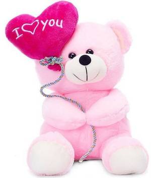 Samayra Toys Pink Teddy Bear With Red Heart I Love You 25 Cm