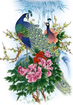 Mural Wallpaper Painting Peacock Peony Classic Print Poster On