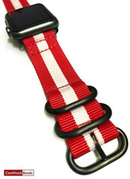 Comfituck Premium Nato Zulu 3 Ring Racinggenes For 42mm Apple Watch Sport Edition Red White Red