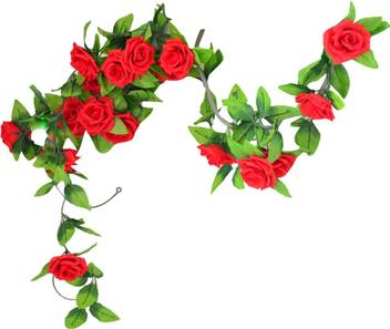 Futaba Artificial Silk Rose Flower Vine Leaves Decor Red Rose Price In India Buy Futaba Artificial Silk Rose Flower Vine Leaves Decor Red Rose Online At Flipkart Com